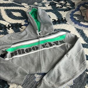 Brooklyn Industries Gray and Green Zip-Up sweatshirt